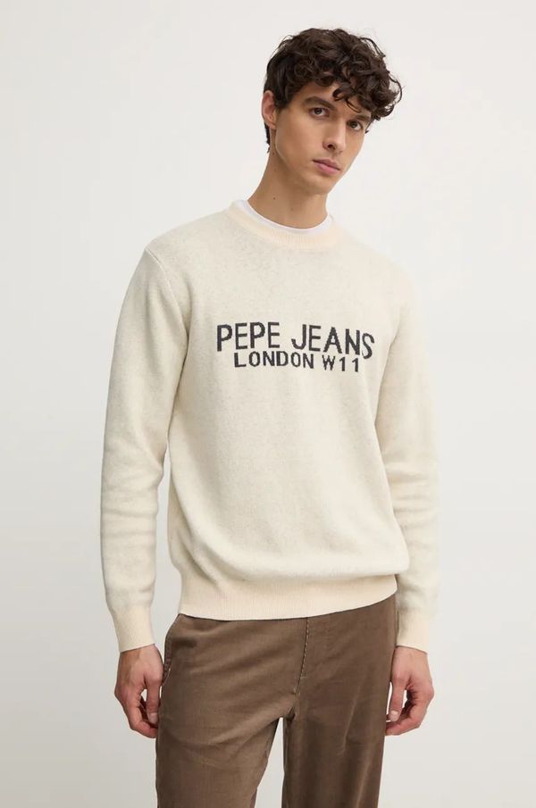 Pepe Jeans Pulover s dodatkom vune Pepe Jeans CARDIN za muškarce, boja: bež, lagani, PM702466
