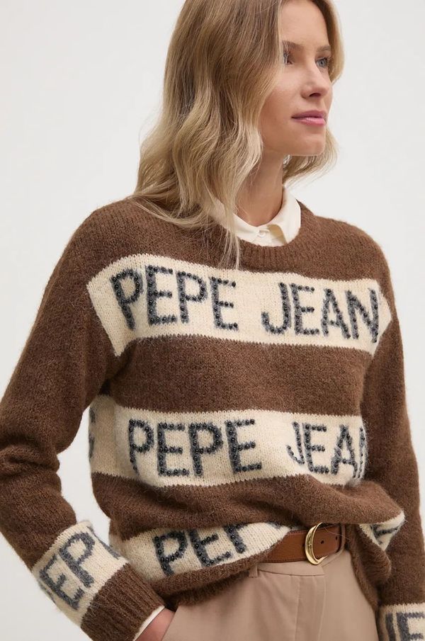 Pepe Jeans Pulover s dodatkom vune Pepe Jeans HELMI za žene, boja: smeđa, PL702226