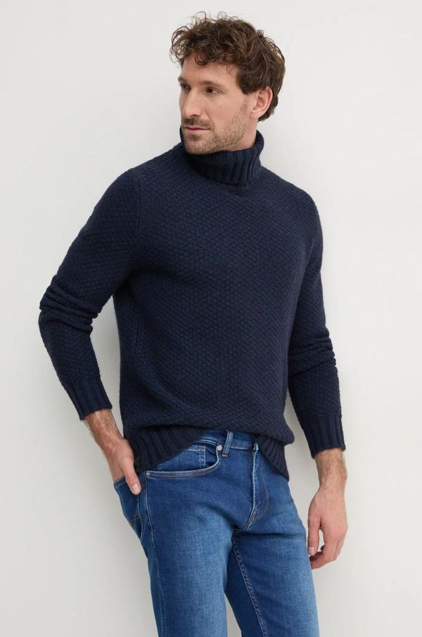 Sisley Pulover s dodatkom vune Sisley za muškarce, boja: tamno plava, s dolčevitom, 1176S200T