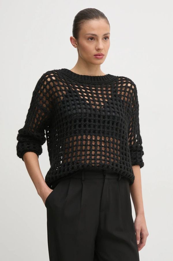 Sisley Pulover s dodatkom vune Sisley za žene, boja: crna, 116QM105V