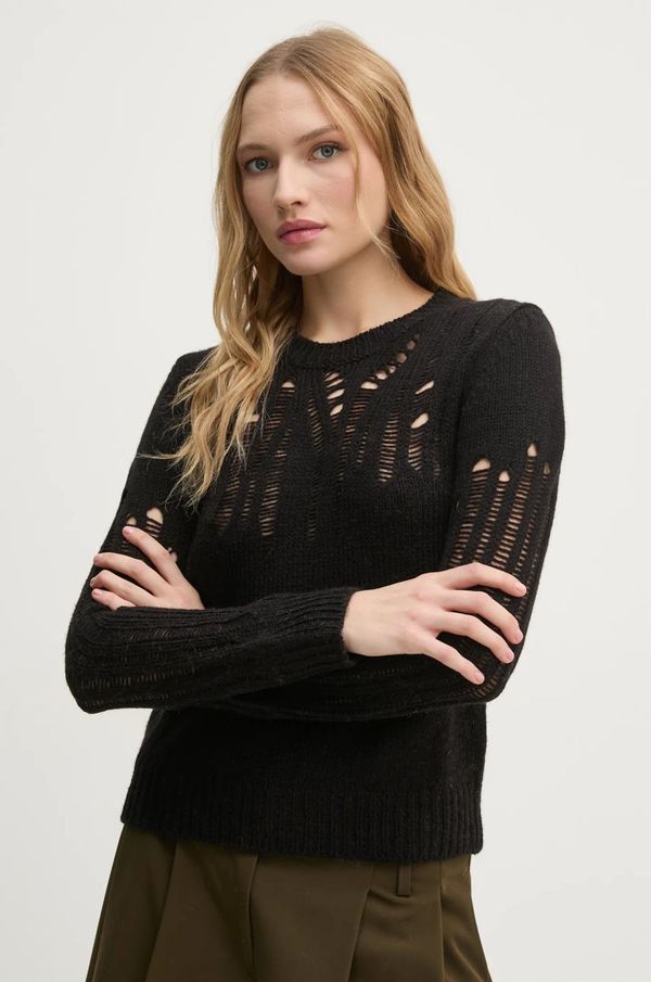 Sisley Pulover s dodatkom vune Sisley za žene, boja: crna, 15ZTM105H