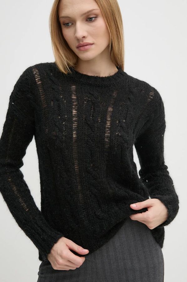 Sisley Pulover s dodatkom vune Sisley za žene, boja: crna, lagani, 1342M105E