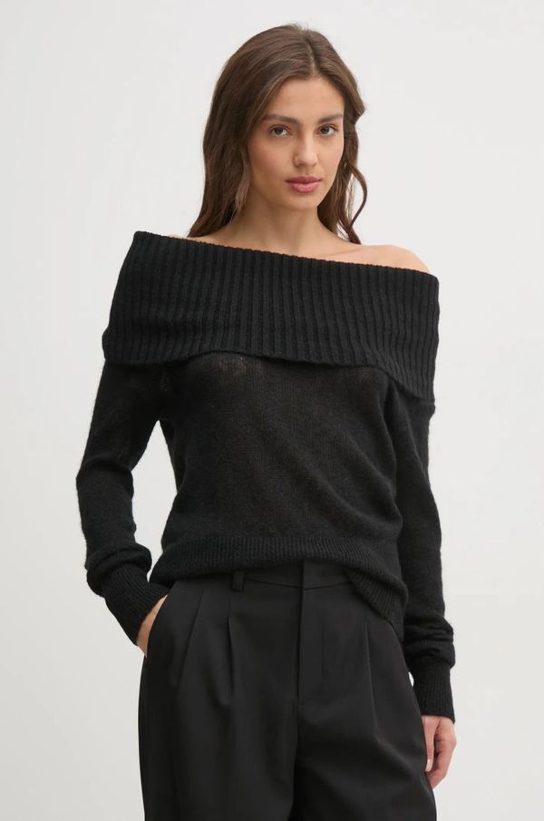 Sisley Pulover s dodatkom vune Sisley za žene, boja: crna, lagani, s dolčevitom, 1026M201Z