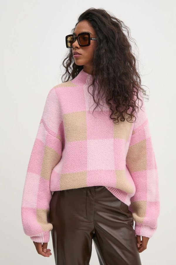 Stine Goya Pulover s dodatkom vune Stine Goya za žene, boja: ružičasta, s poludolčevitom, SG-PS25-K020-2327