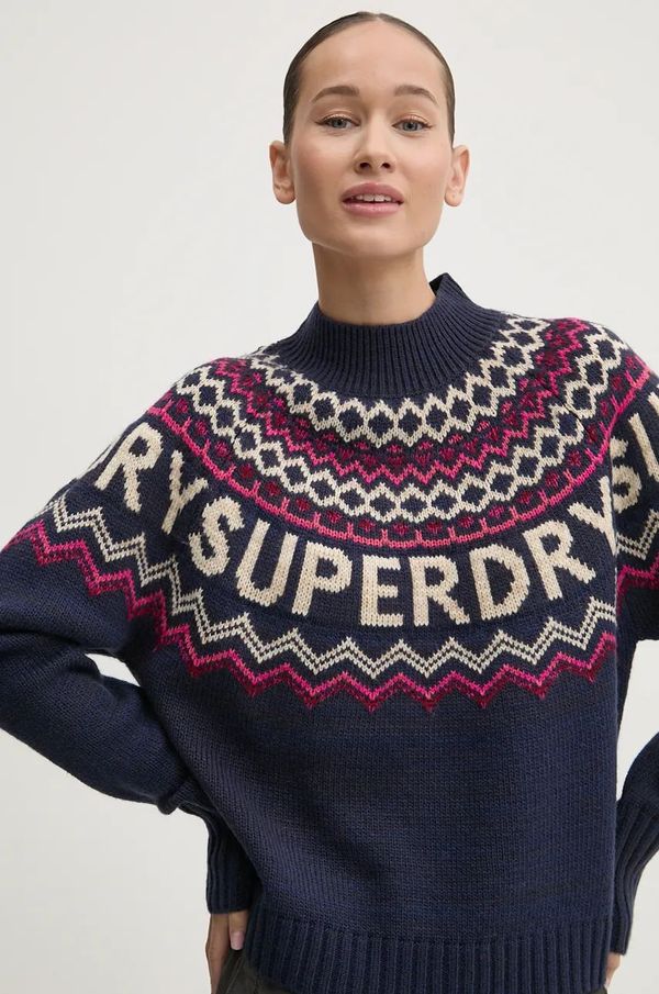 Superdry Pulover s dodatkom vune Superdry za žene, boja: tamno plava, W6110555A-B9R