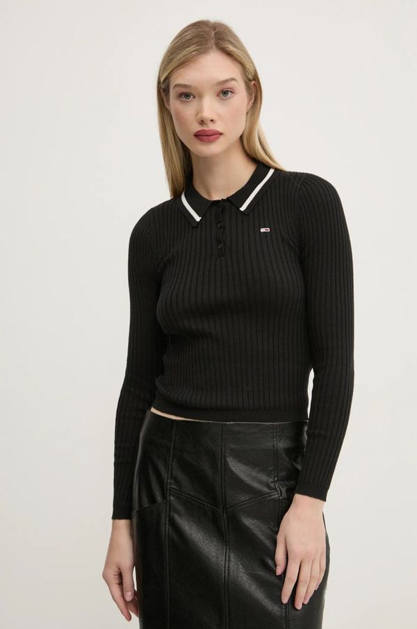 Tommy Jeans Pulover s dodatkom vune Tommy Jeans za žene, boja: crna, lagani, DW0DW19887