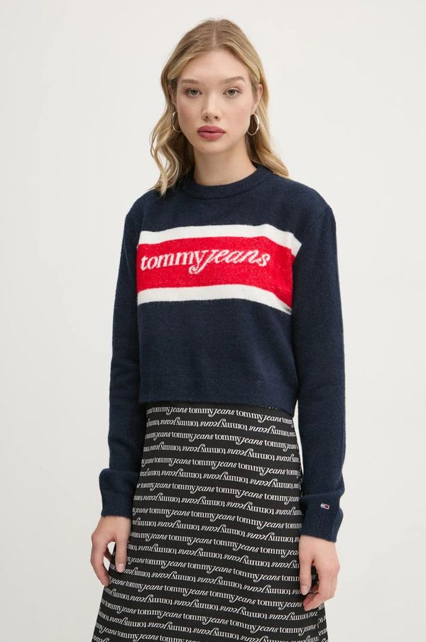 Tommy Jeans Pulover s dodatkom vune Tommy Jeans za žene, boja: tamno plava, DW0DW19341