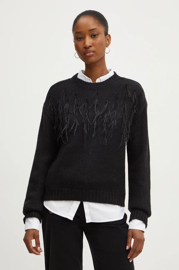 Twinset Pulover s dodatkom vune Twinset za žene, boja: crna, 242AP3302