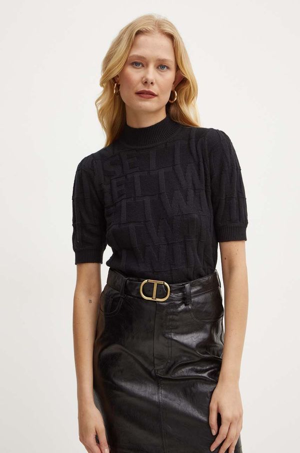 Twinset Pulover s dodatkom vune Twinset za žene, boja: crna, lagani, 242TP3600