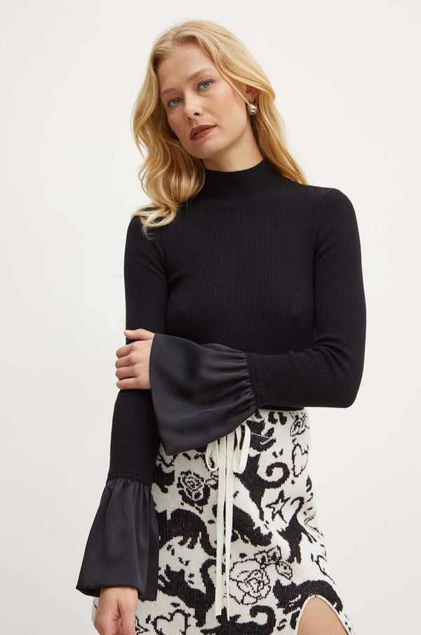 Twinset Pulover s dodatkom vune Twinset za žene, boja: crna, s poludolčevitom, 242TP3161