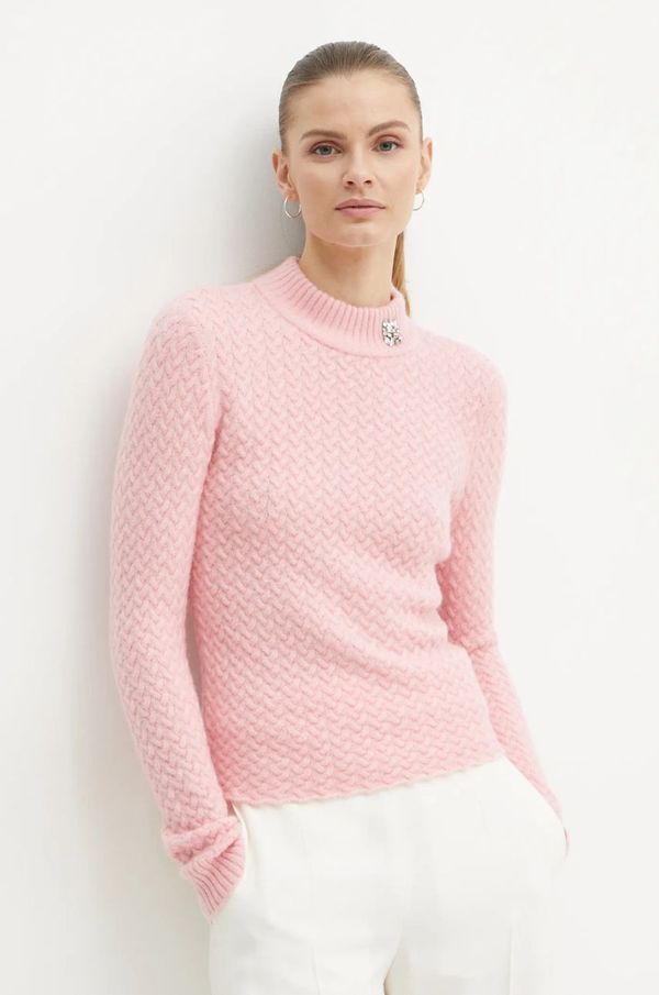 Twinset Pulover s dodatkom vune Twinset za žene, boja: ružičasta, s poludolčevitom, 242LL3RBB