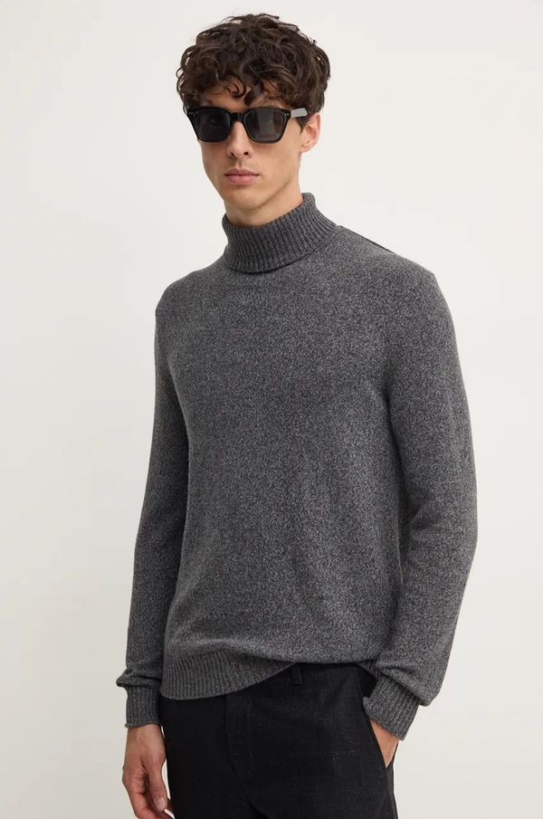 United Colors of Benetton Pulover s dodatkom vune United Colors of Benetton za muškarce, boja: siva, s dolčevitom