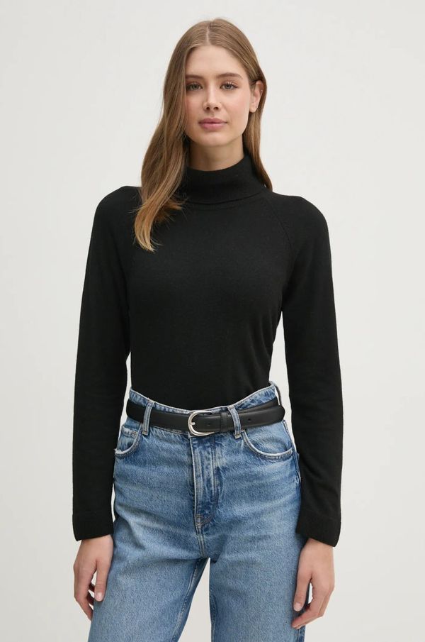 United Colors of Benetton Pulover s dodatkom vune United Colors of Benetton za žene, boja: siva, lagani, s dolčevitom, 1035D2551