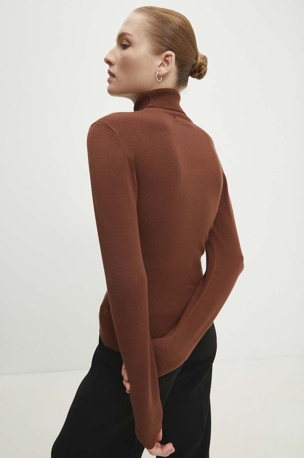 Answear Lab Pulover s kašmirom Answear Lab boja: smeđa, lagani, s dolčevitom