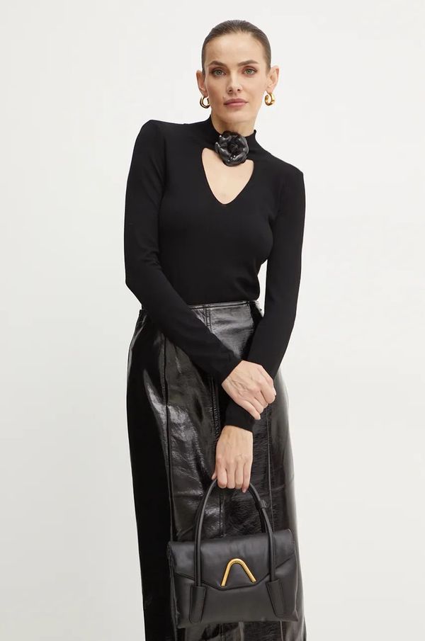 Simona Corsellini Pulover Simona Corsellini za žene, boja: crna, lagani, s poludolčevitom, A24CPMGP02