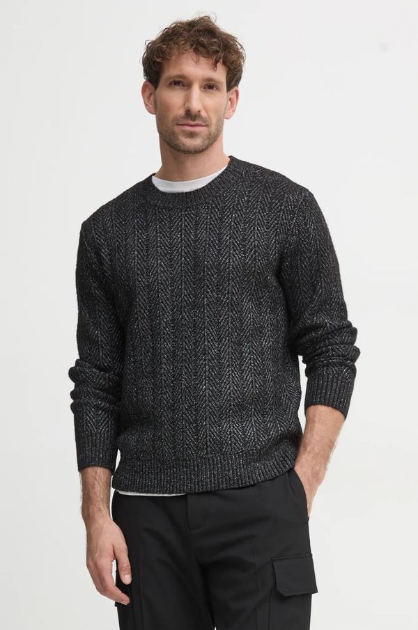 Sisley Pulover Sisley za muškarce, boja: crna, 1NDTS103X