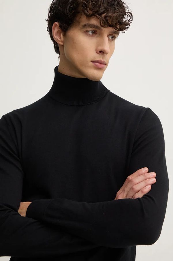 Sisley Pulover Sisley za muškarce, boja: crna, lagani, s dolčevitom, 10F2S2244