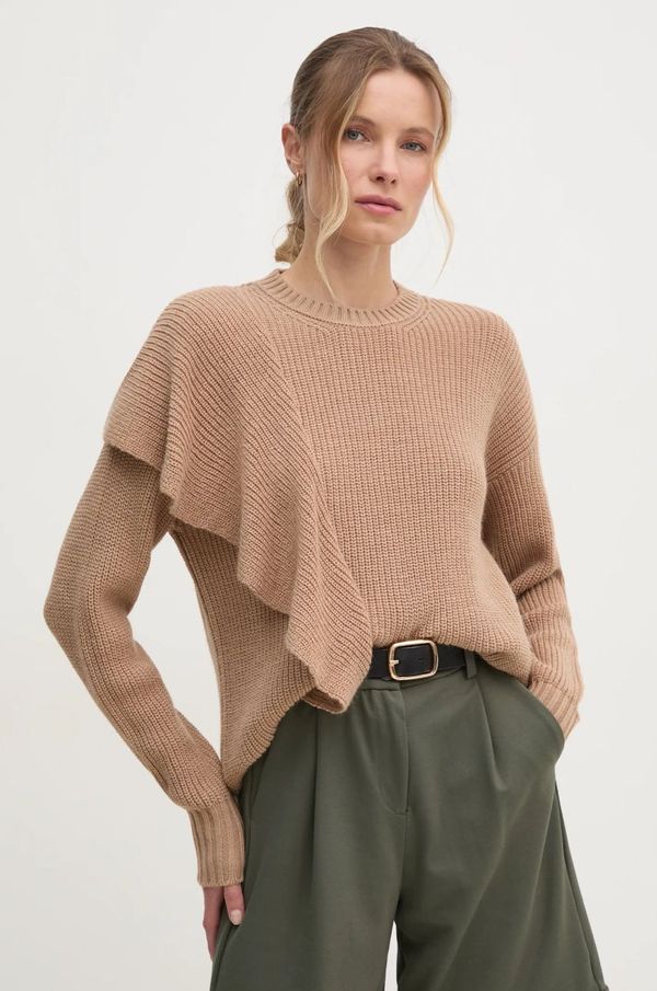 Sisley Pulover Sisley za žene, boja: bež, 138YM105F