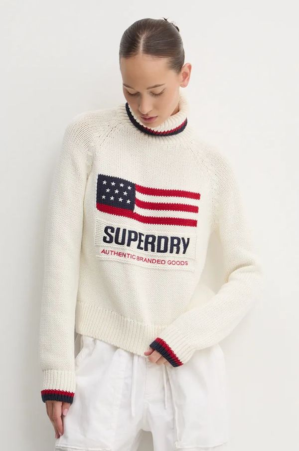 Superdry Pulover Superdry za žene, boja: bež, topli, s dolčevitom, W6110538A-39E