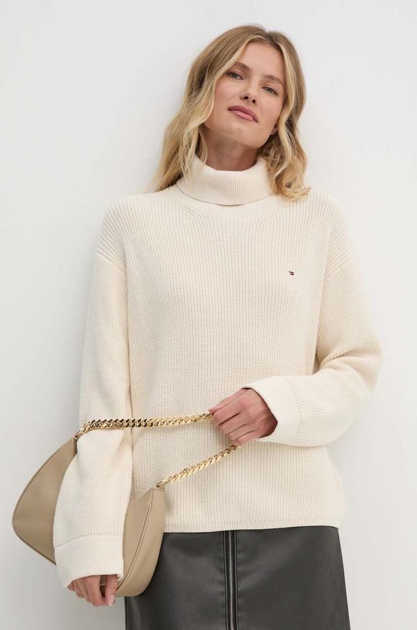 Tommy Hilfiger Pulover Tommy Hilfiger za žene, boja: bež, s dolčevitom, WW0WW43094