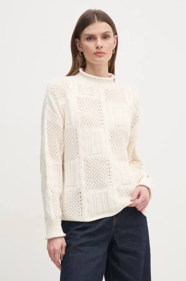 Tommy Hilfiger Pulover Tommy Hilfiger za žene, boja: bež, s poludolčevitom, WW0WW45102