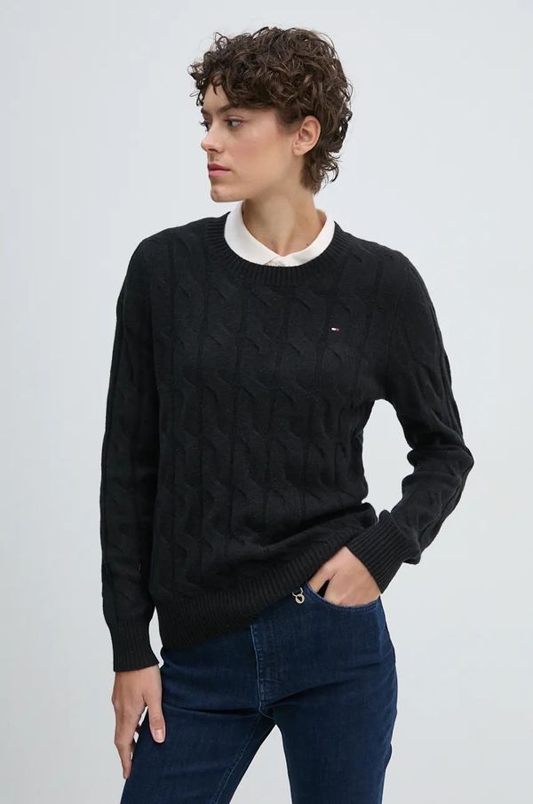 Tommy Hilfiger Pulover Tommy Hilfiger za žene, boja: crna, lagani, WW0WW43586