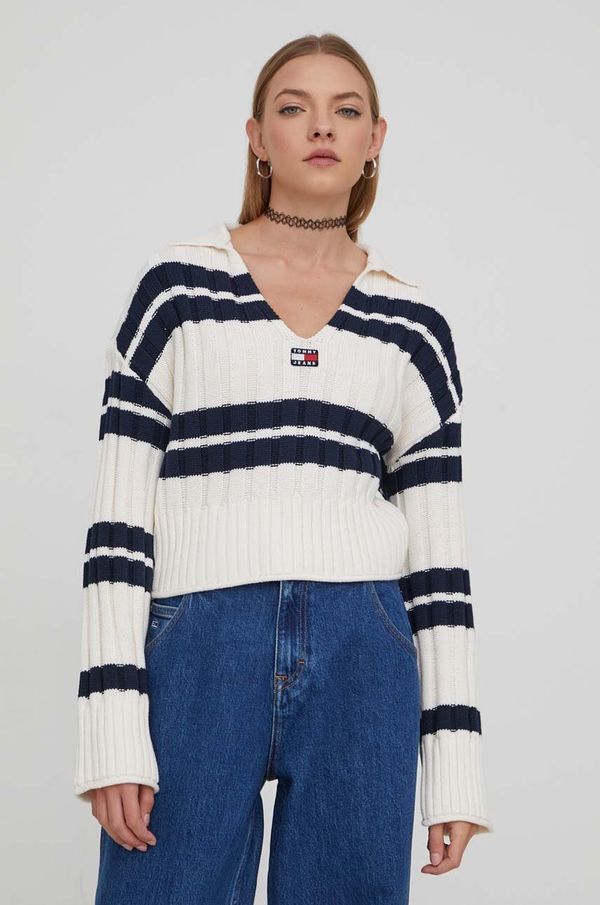 Tommy Jeans Pulover Tommy Jeans za žene, boja: bež, DW0DW17321