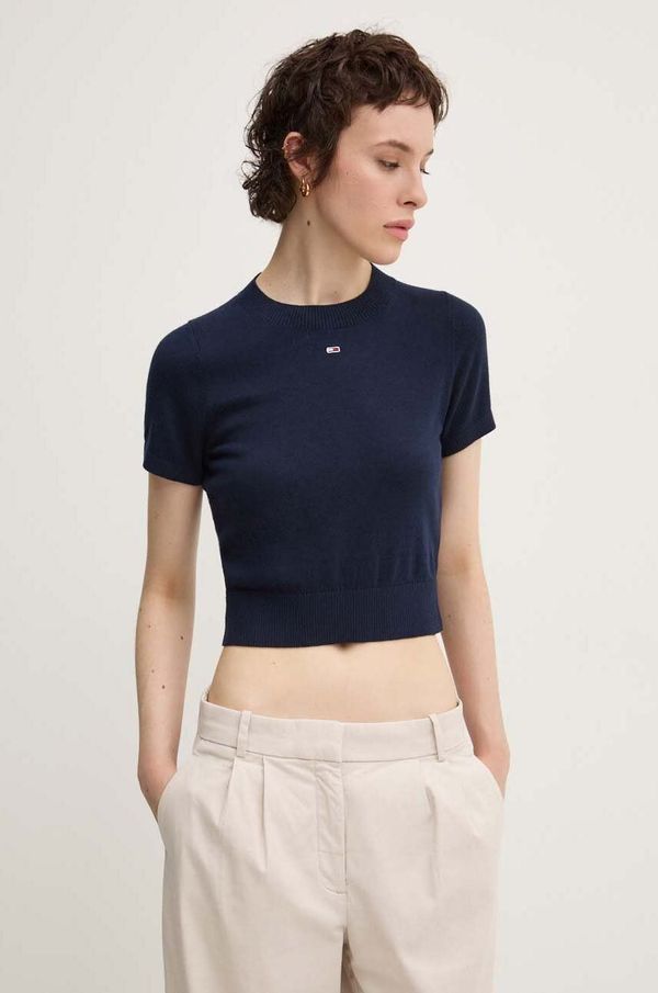 Tommy Jeans Pulover Tommy Jeans za žene, boja: tamno plava, lagani, s poludolčevitom, DW0DW18530