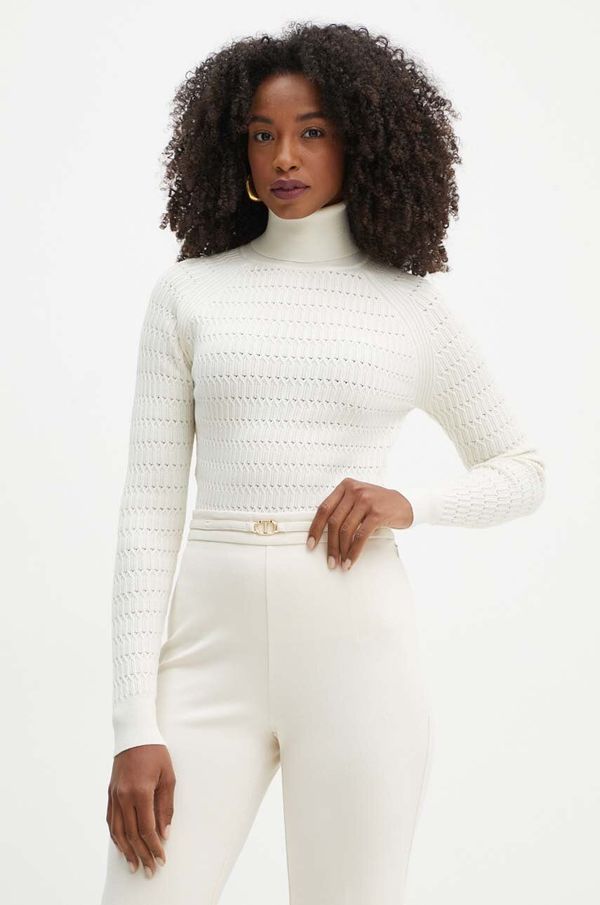 Twinset Pulover Twinset za žene, boja: bež, lagani, s dolčevitom, 242LI3EAA