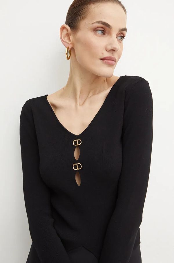 Twinset Pulover Twinset za žene, boja: crna, lagani, 242TT3031