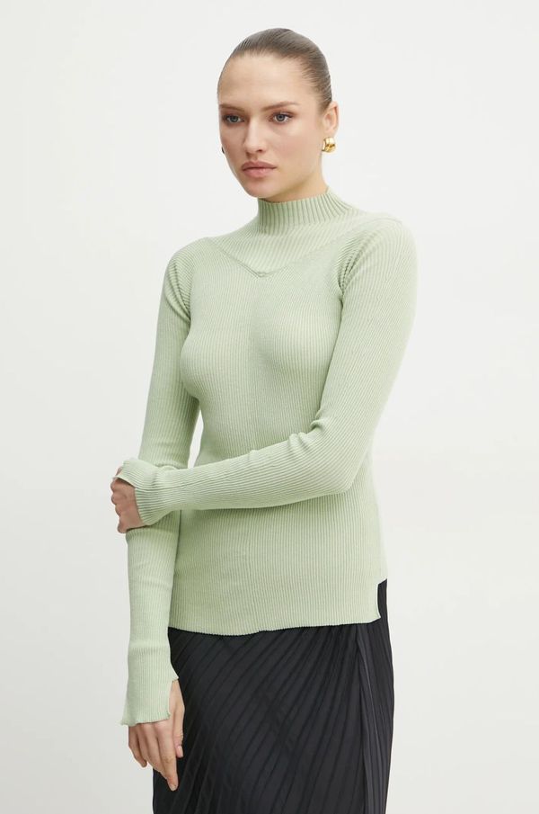 Victoria Beckham Pulover Victoria Beckham za žene, boja: zelena, lagani, s poludolčevitom, 1125KTP006102A