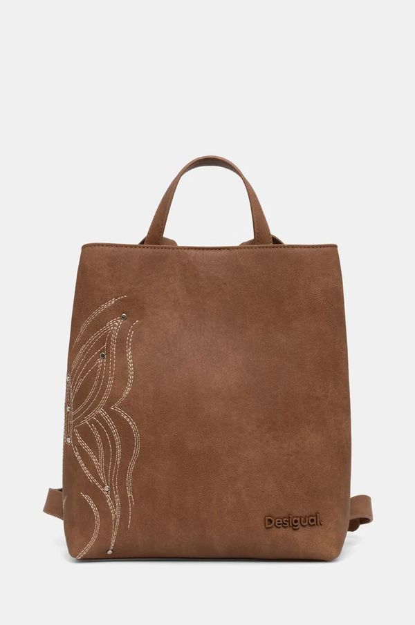 Desigual Ruksak Desigual REPRISE GOODALL SAND za žene, boja: smeđa, mali, s aplikacijom, 24WAKP37