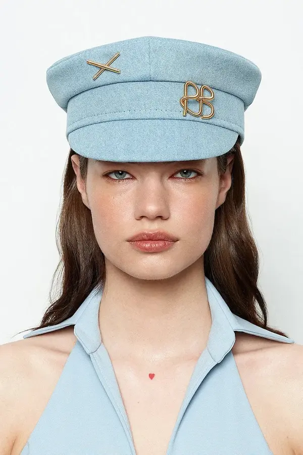 RUSLAN BAGINSKIY RUSLAN BAGINSKIY kapa s ravnim šiltom za žene od trapera Denim Baker Boy Cap