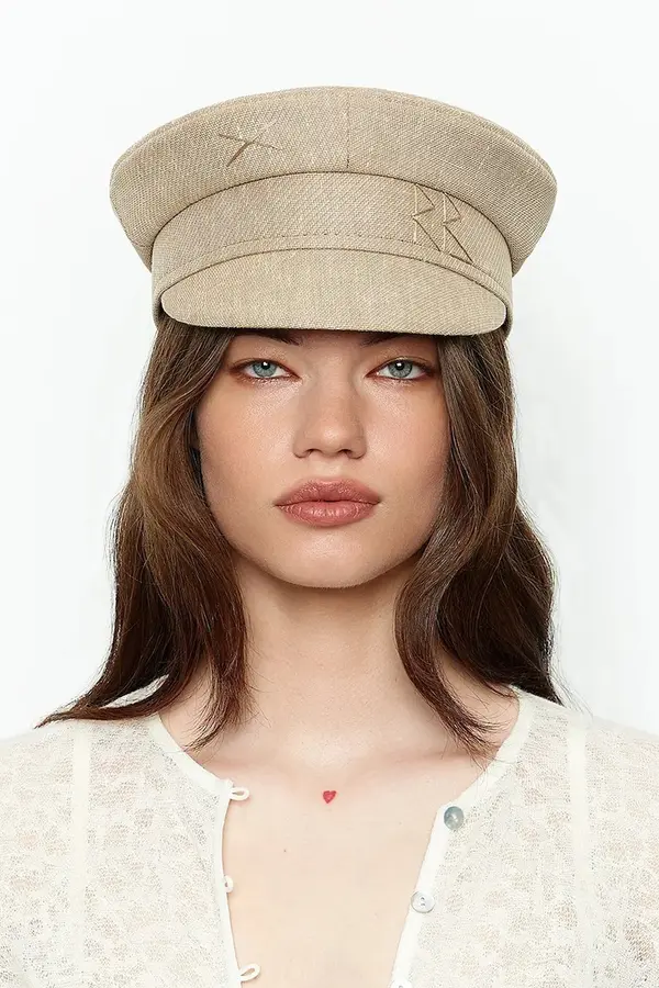 RUSLAN BAGINSKIY RUSLAN BAGINSKIY kapa za žene s dodatkom vune Logo-embroidered Baker Boy Cap