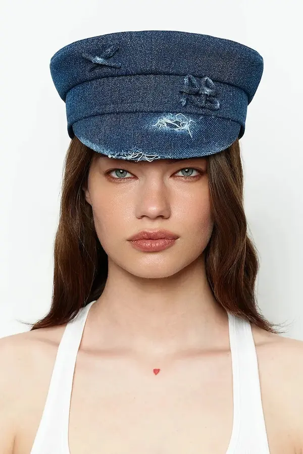 RUSLAN BAGINSKIY Ruslan Baginskiy kapa ženska od trapera Distressed Denim Baker Boy Cap