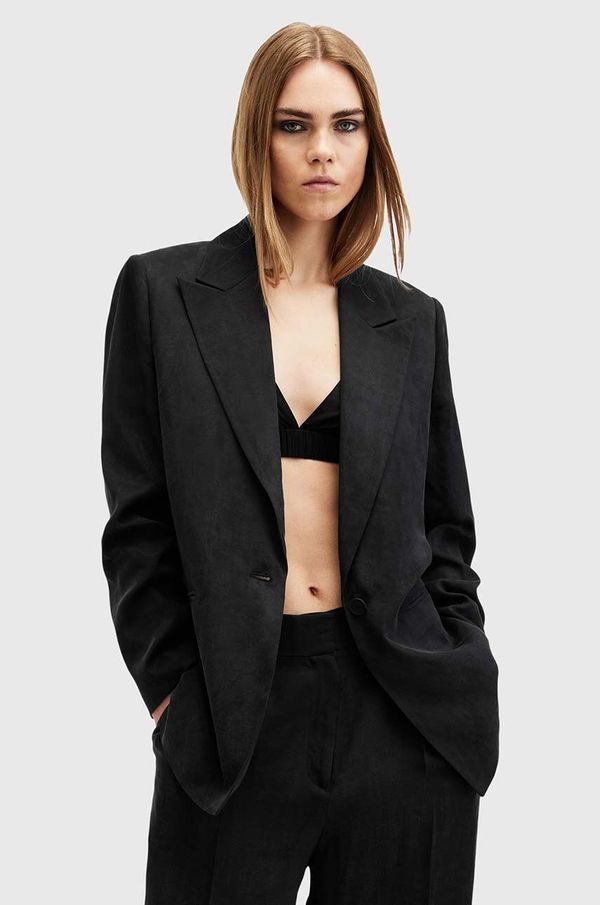 AllSaints Sako AllSaints AVERIE TEN BLAZER boja: crna, jednoredno zakopčavanje, bez uzorka, W026QC