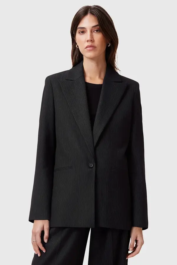 AllSaints Sako AllSaints PINNIE boja: crna, jednoredno zakopčavanje, W032QC