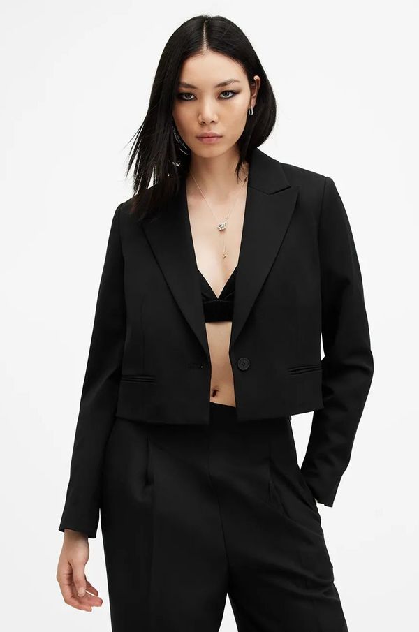 AllSaints Sako AllSaints SHORES boja: crna, jednoredno zakopčavanje, bez uzorka, W014QB