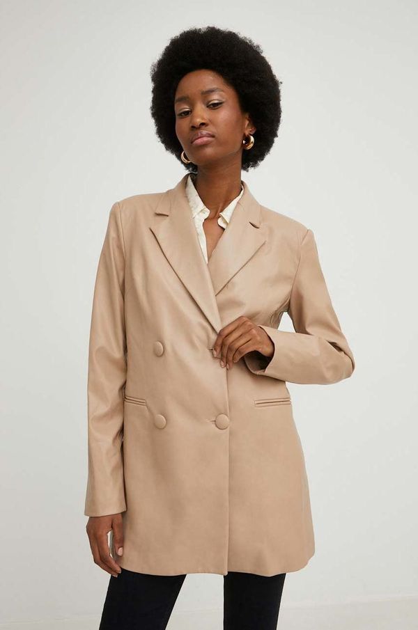 Answear Lab Sako Answear Lab boja: bež, dvoredno zakopčavanje, bez uzorka