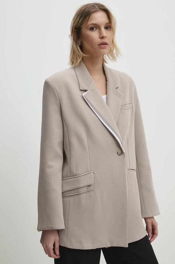 Answear Lab Sako Answear Lab boja: bež, dvoredno zakopčavanje, bez uzorka