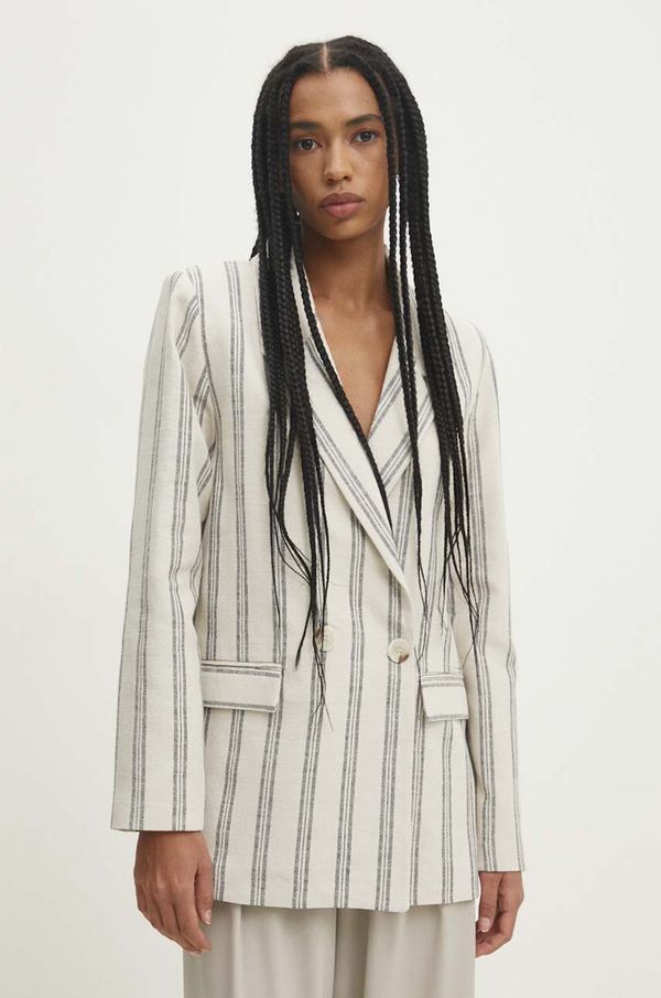 Answear Lab Sako Answear Lab boja: bež, dvoredno zakopčavanje, s uzorkom