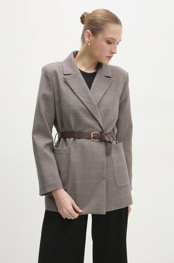 Answear Lab Sako Answear Lab boja: bež, dvoredno zakopčavanje, s uzorkom