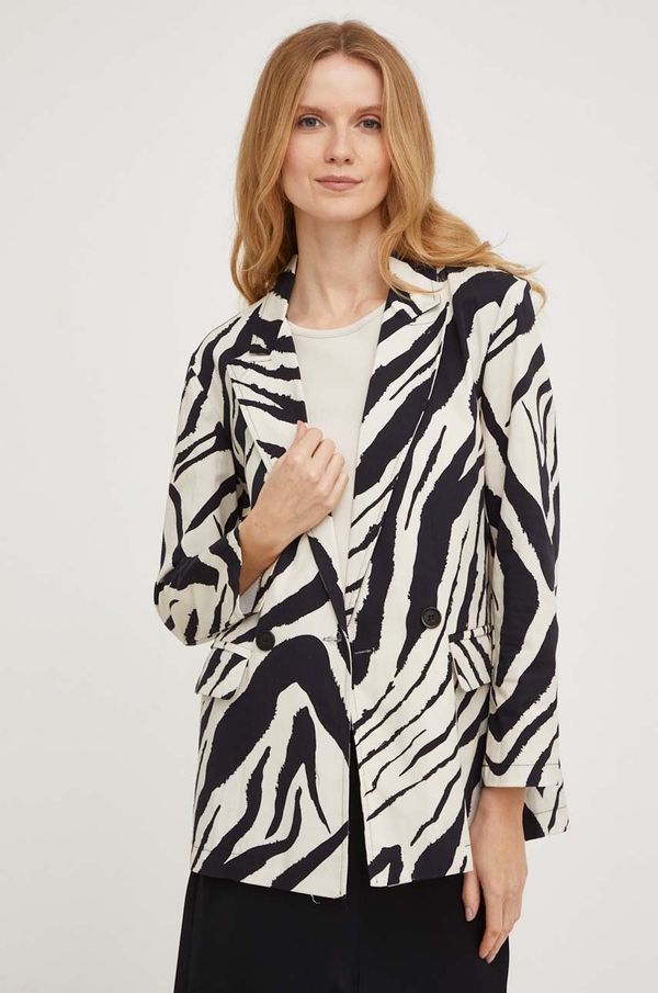 Answear Lab Sako Answear Lab boja: bijela, dvoredno zakopčavanje, s uzorkom