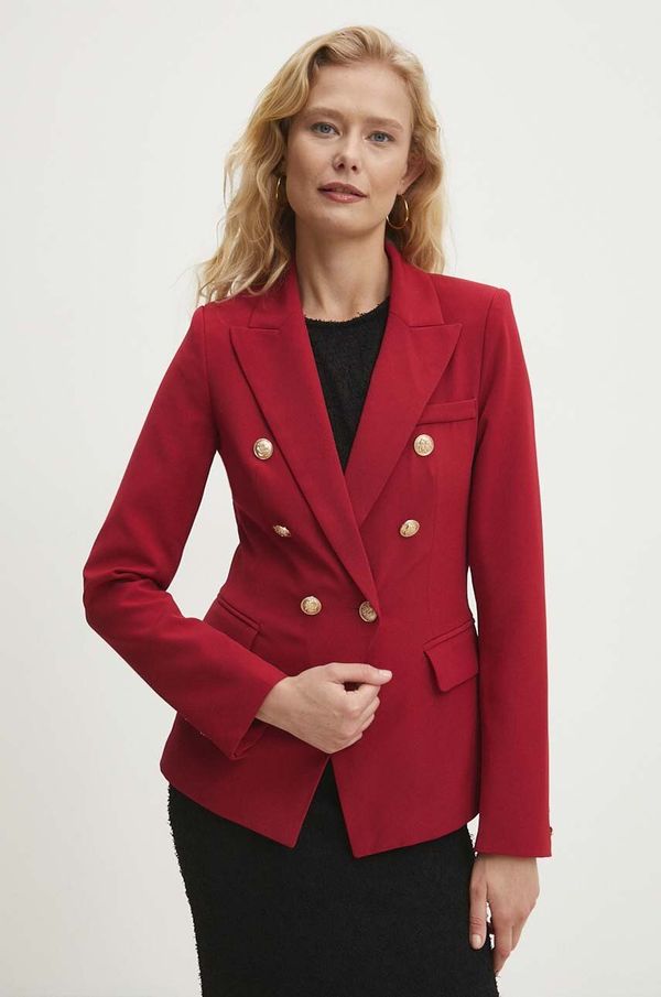 Answear Lab Sako Answear Lab boja: bordo, dvoredno zakopčavanje, bez uzorka