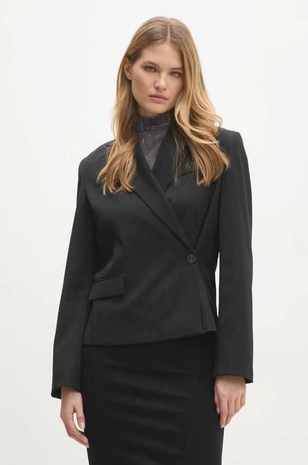 Answear Lab Sako Answear Lab boja: crna, dvoredno zakopčavanje, bez uzorka
