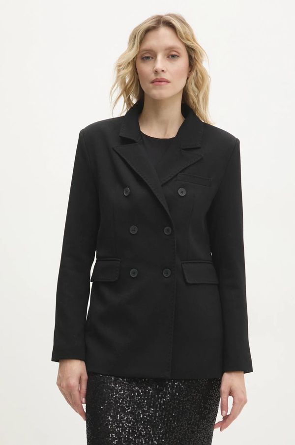Answear Lab Sako Answear Lab boja: crna, dvoredno zakopčavanje, bez uzorka