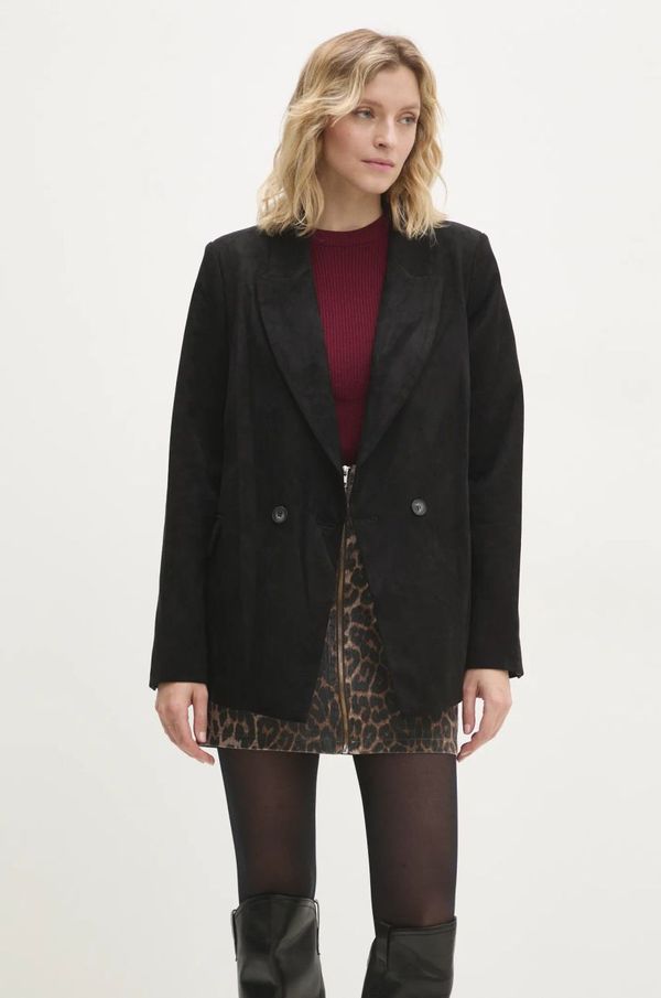 Answear Lab Sako Answear Lab boja: crna, dvoredno zakopčavanje, bez uzorka