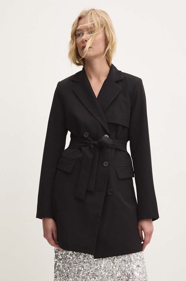 Answear Lab Sako Answear Lab boja: crna, dvoredno zakopčavanje, bez uzorka