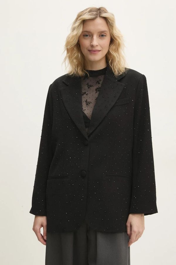 Answear Lab Sako Answear Lab boja: crna, jednoredno zakopčavanje, bez uzorka