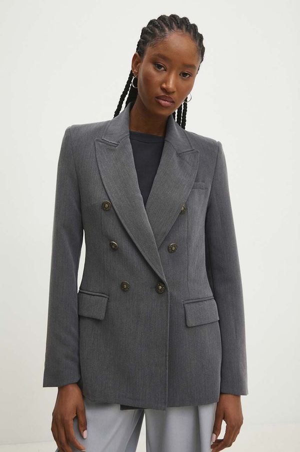 Answear Lab Sako Answear Lab boja: siva, dvoredno zakopčavanje, bez uzorka